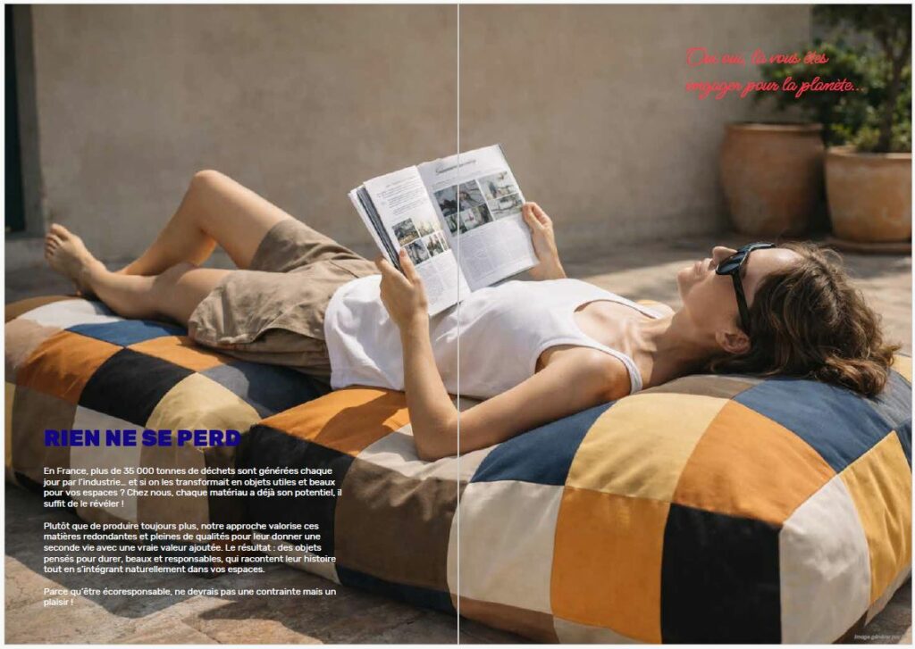 Page centrale du catalogue Evalorise designer par Eva Leroi